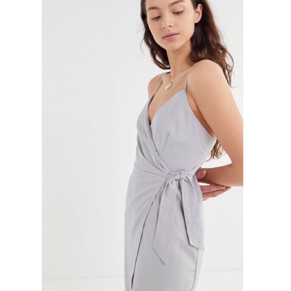Urban Outfitters Linen Midi Wrap Dress